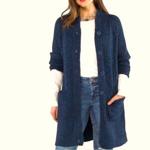 Cabi Blue Lagoon Trail Long Cardigan Sweater Duster Sz S Pockets 4276 Cozy Warm